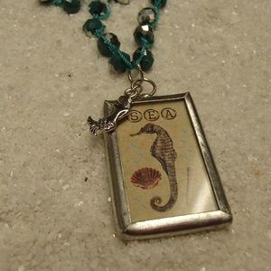 Mermaid Boho Necklace Hand Crocheted Czech Beads